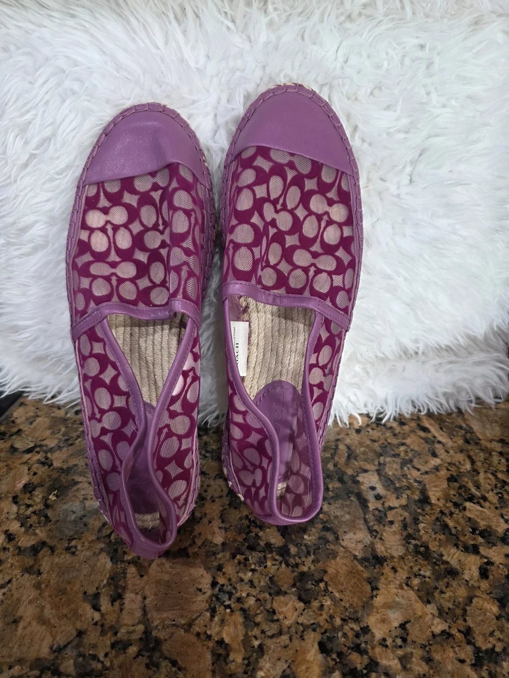 Coach Women's Purple Signature Espadrille Flats
